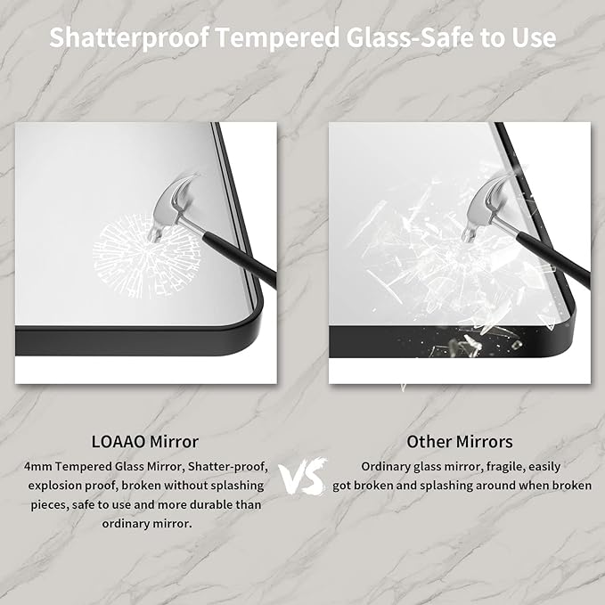 LOAAO 48X30 Inch Black Metal Framed Bathroom Mirror for Wall, Matte Black Bathroom Vanity Mirror Farmhouse, Large Rounded Rectangle Mirror, Anti-Rust, Tempered Glass, Hangs Horizontally or Vertically