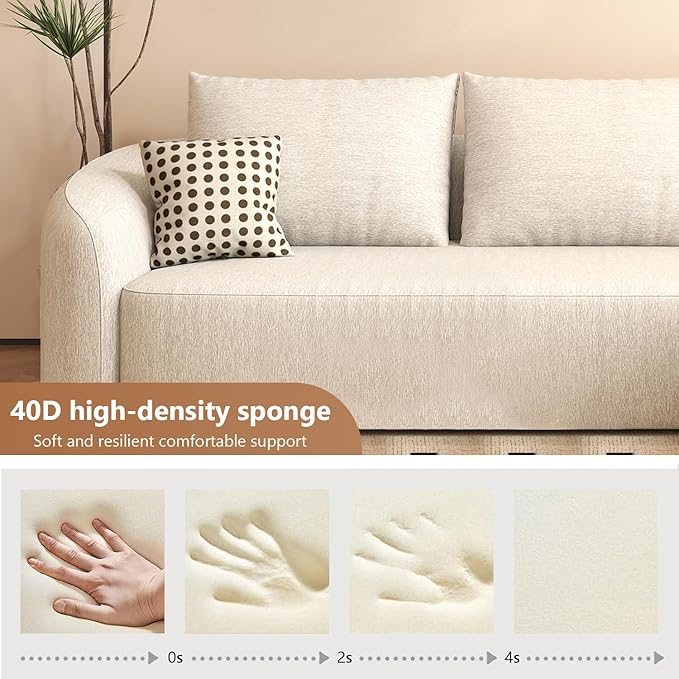 Settab 111" Modular Sectional Couches Luxury Modern Curved Back Sofa,Minimalist Comfy L-Shape Boneless Cloud Couch for Living Room Apartment,(Right Facing Chaise,White)