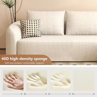 Settab 111" Modular Sectional Couches Luxury Modern Curved Back Sofa,Minimalist Comfy L-Shape Boneless Cloud Couch for Living Room Apartment,(Right Facing Chaise,White)