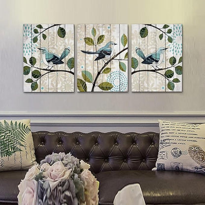 Lapremoly Canvas Wall Art For Living Room Abstract Wall Decor For Bedroom Kitchen Decorations Bird On The Branch Wall Pictures Posters Prints Artwork Ready To Hang Bathroom Home Decoration 3 Pieces