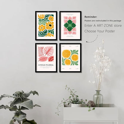 A ART·ZONE Black Picture Frames - A4-4 Pack Photo & Poster Frame Set for Wall Decor & Tabletop Display, Minimalist Black Frame Collection