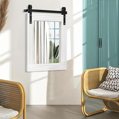 AAZZKANG White Wood Framed Mirror Rectangle Farmhouse Wall Mirrors Decor for Bathroom Bedroom Living Room Entryway Large 26"x18"