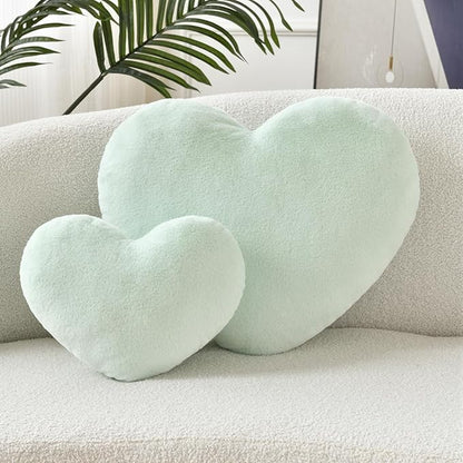 Petrella Heart Pillow Cute Fuzzy Pillows Throw Pillows for Bed Livingroom Home Decor Cushion Decorative Aesthetic Preppy Pillows Green,Small 13"x10"