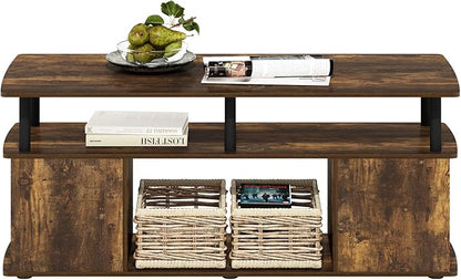 Furinno JAYA TV Stand for TVs up to 50 Inch with Open Storage, Amber Pine/Black