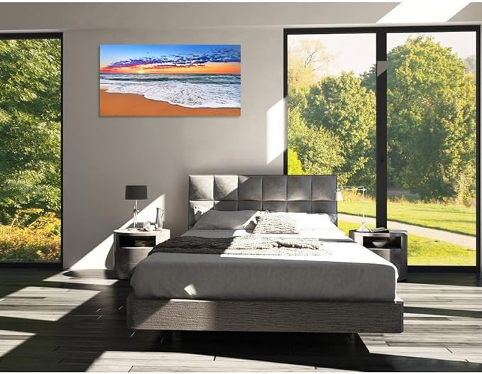 TutuBeer 1 Panel Beach Decor for Home Beach Art Colorful Ocean Kitchen Decor Sunrise Sea Wall Decor for Home Sea Wall Art Ocean Room Decor Wall Decor 20" x 40" x 1 Piece