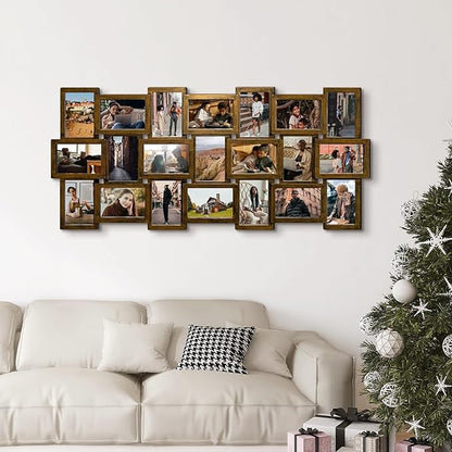 J.M.Deco Collage Picture Frames for Wall Decor, 21-Opening Reunion Family Picture Frame Set, One-Piece Photo Frames for Living Room, Bedroom, Gallery, Gold