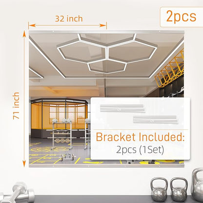 pertetey Home Gym Mirror, 48X32 Inch(Each)-2Pack Large Frameless Tempered Glass Full Body Wall Mounted Mirror for Gym, Yoga, Exercise, Dance Studio