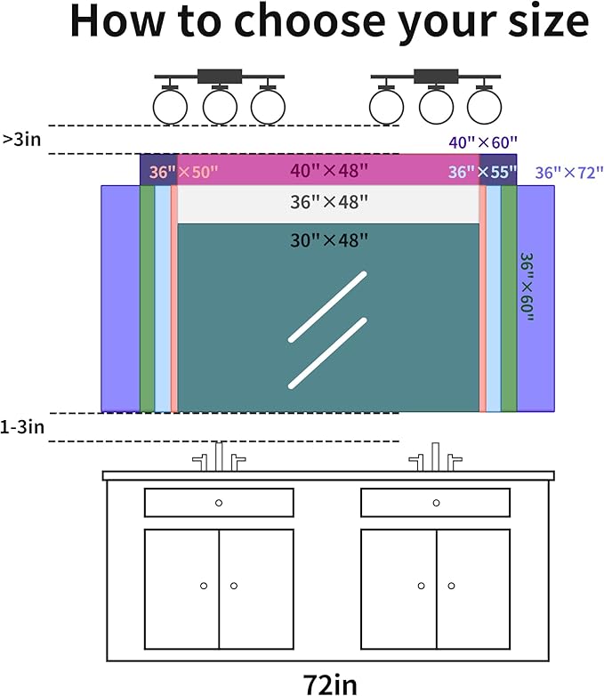 COFENY 36x55 inch Bathroom Mirror, Silver Rectangle Mirror with Thin Metal Frame, Large Rectangular Wall Mirrors for Bathroom, Living Room, Big Mirror Hang Horizontal/Vertical