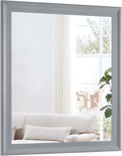 Bathroom Mirror 30x36 Inch, Grey Framed Rectangle Mirrors with Tempered Glass for Bathroom,Living Room or Entryway