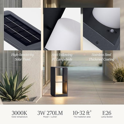 Modern Floor Lamp with Remote (Adjustable Brightness), Dusk to Dawn Outdoor Solar Lanterns Waterproof IP65, Unique Floor Lamps, 3000K Solar Outdoor Lamp for Patio Backyard Garden Deck Decoration