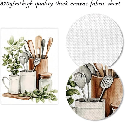 Dazzlewall Watercolor Botanical Kitchen Wall Art Decor,Sage Green Eucalyptus Leaves Kitchenware Wall Poster for Kitchen Dining Room Canteen Decor 12x16 in Unframed