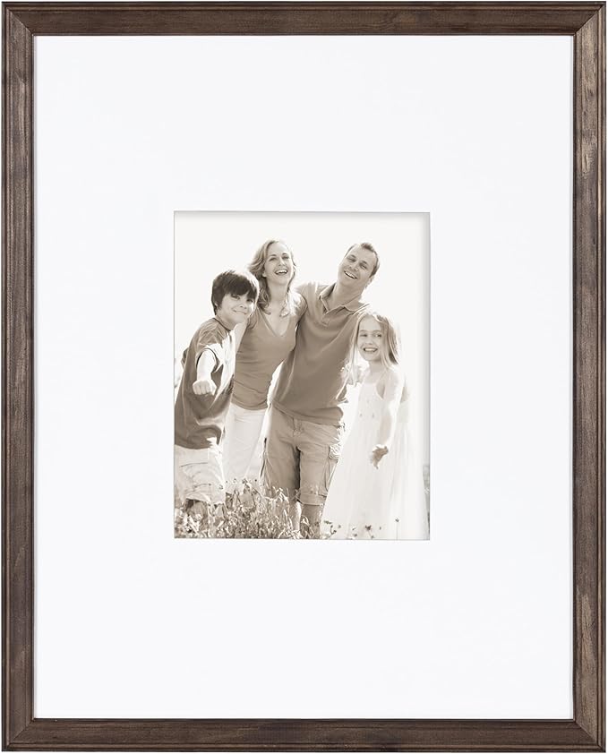 Kate and Laurel Bordeaux Gallery Floating Shelf and Wall Frame Kit, Set of 5, Multiple Finishes, Assorted Size Wooden Frames and Display Shelf