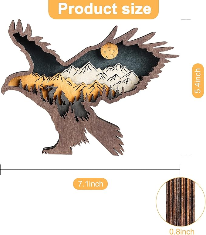 Laozai Wooden Forest Animals Eagle Decor Cabin Rustic Mountain Decor Wall Decorations for Bedroom Living Room Table Decorative