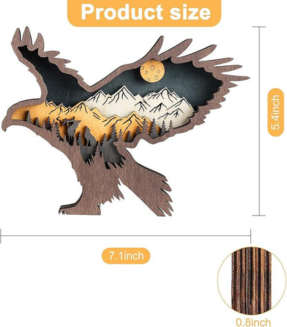 Laozai Wooden Forest Animals Eagle Decor Cabin Rustic Mountain Decor Wall Decorations for Bedroom Living Room Table Decorative