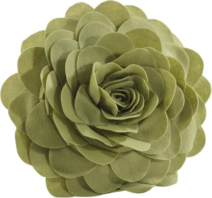 SARO LIFESTYLE Flower Design Poly Filled Throw Pillow, Lime, 13"