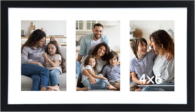 Fixwal 8x14 Collage Picture Frame with Three Openings for Displaying 4x6 Pictures, 4x6 Picture Frame Collage, Gallery Wall Frame, Multi Picture Frames for Wall Decor