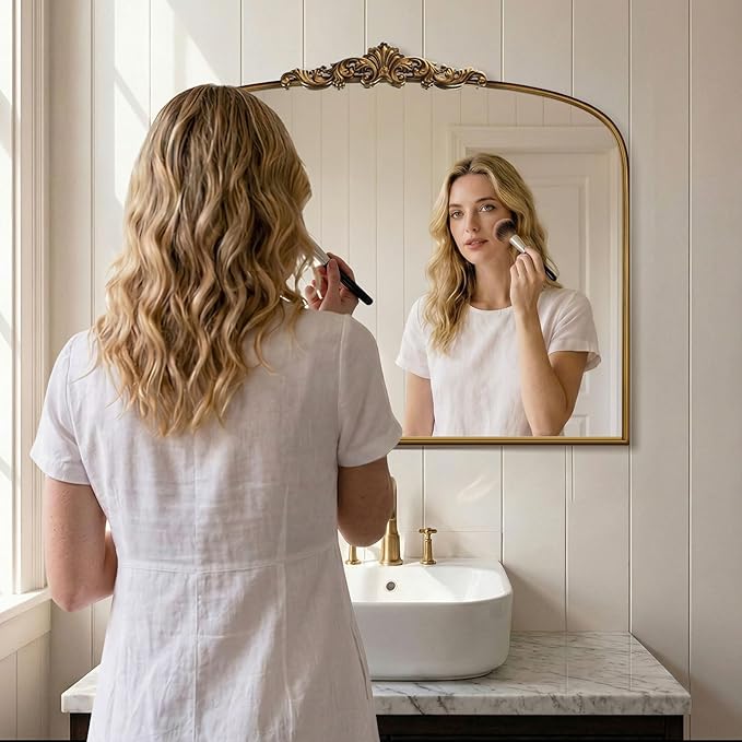 36"X30" Vintage Gold Mirror Baroque Mirror for Wall,Ornate Mirror with Metal Frame,Decorative Mirrors for Living Room,Entryway,Bathroom,and Bedroom