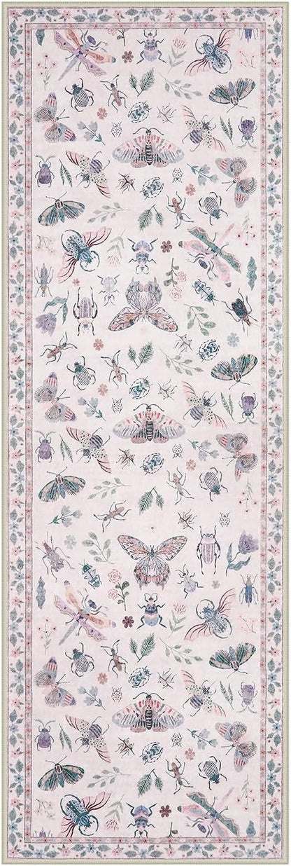 Lahome Insect Washable Runner Rug, 2x6 Kitchen Runners for Hallways 6 Feet Non Slip, Soft Laundry Room Rug Ultra-Thin Long Carpet for Bathroom Bedroom Entryway Vionnet, Pink