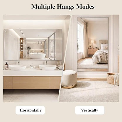 Koonmi Silver Rectangle Wall Mirror, 30x30 Inch Bathroom Mirror, Aluminum Frame Vanity Mirror for Entryway, Living Room, Bedroom Bathroom, Hangs Horizontally or Vertically