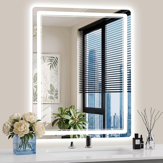30"x36" LED Bathroom Mirror with Lights, Backlit + Front Lit, Anti-Fog, Lighted Bathroom Mirror for Wall, HD Shatterproof Tempered Glass, Dimmable, Memory Function (Horizontal/Vertical)
