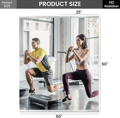 TRAHOME Home Gym Mirror for Wall,60x25x2PCS Full Length,Glass Frameless Body Large Mirror for Home Gym,Workout,Bedroom,Garage(Silver)