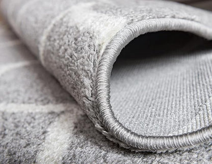 Unique Loom Trellis Frieze Collection Area Rug - Rounded (4' Square, Light Gray/ Ivory)
