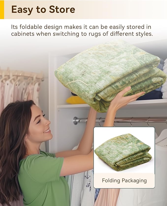 RELEANY Area Rugs 2'x5' Runner Rug Non Slip Washable for Kitchen Hallway Bedroom Beside Laundry Room Bathroom Rug, Floor Carpet, Sage Green Yellow
