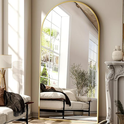 Easly 41"x81" Extra Large Arched Full Length Mirror - Leaning Mirror Arch Wall-Mounted Mirrors - Aluminum Alloy Frame Modern Simple Home Decor - for Living Room Bedroom Cloakroom