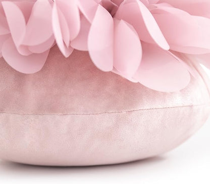 Handmade 3D Flower Round Throw Pillows Cute Decorative Daisy Accent Pillow Modern Farmhouse Elegant Cushion for Bed Couch Chair Car Bedroom Living Room Home Decor Gift 12 Inch Rose Gold