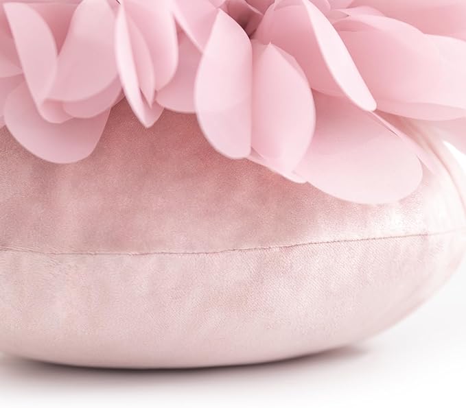 3D Flower Round Throw Pillows Cute Decorative Daisy Sunflower Accent Pillow Modern Farmhouse Elegant Cushion for Bed Couch Chair Car Bedroom Living Room Home Decor Gift 14 Inch Rose Gold