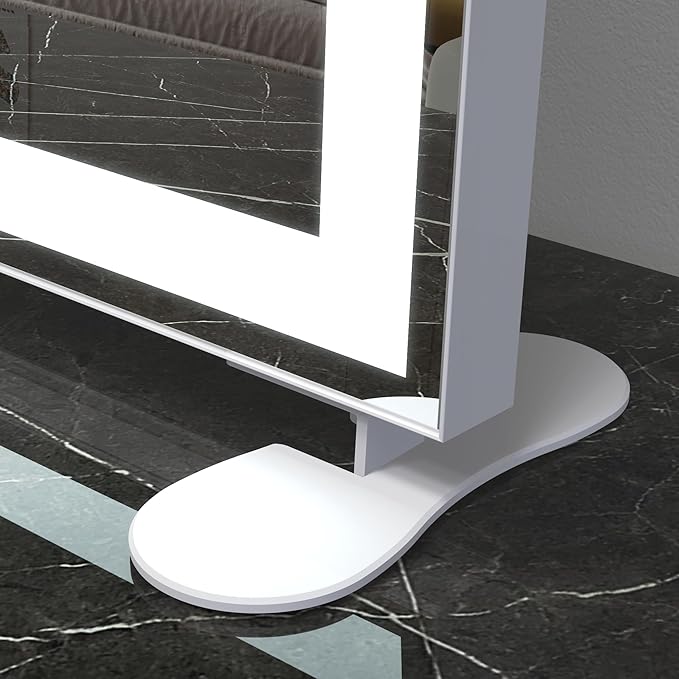 ANYHI Vanity Mirror with Lights, 23.6''x20'' Lighted Vanity Mirror with 10X Magnification, 3 Color Modes, Smart Touch Control, Aluminum Frame, Desktop or Wall Mounted Mirror for Bedroom, White