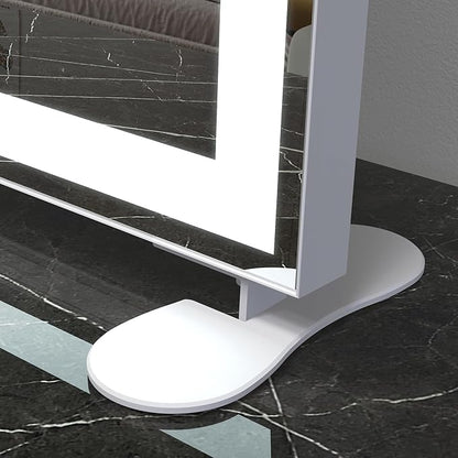 ANYHI Vanity Mirror with Lights, 23.6''x20'' Lighted Vanity Mirror with 10X Magnification, 3 Color Modes, Smart Touch Control, Aluminum Frame, Desktop or Wall Mounted Mirror for Bedroom, White