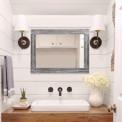 AAZZKANG Rustic Mirrors Large Wood Framed Wall Mirror 28"x20" Rectangle for Bedroom Bathroom Farmhouse Entryway