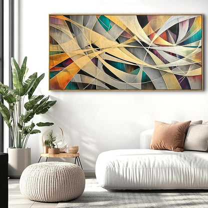 Wall Art - Framed Modern Abstract Canvas Painting for Living Room, Bedroom Home Office Decor, 60x30 Inch Ready to Hang