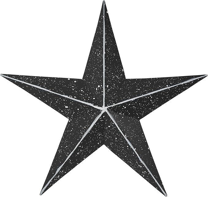 VHC Brands Patriotic Faceted Metal Star Wall Hanging, 12x12, Distressed Appearance, Charcoal Black, Independence Day Decor