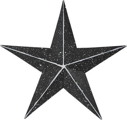 VHC Brands Patriotic Faceted Metal Star Wall Hanging, 12x12, Distressed Appearance, Charcoal Black, Independence Day Decor