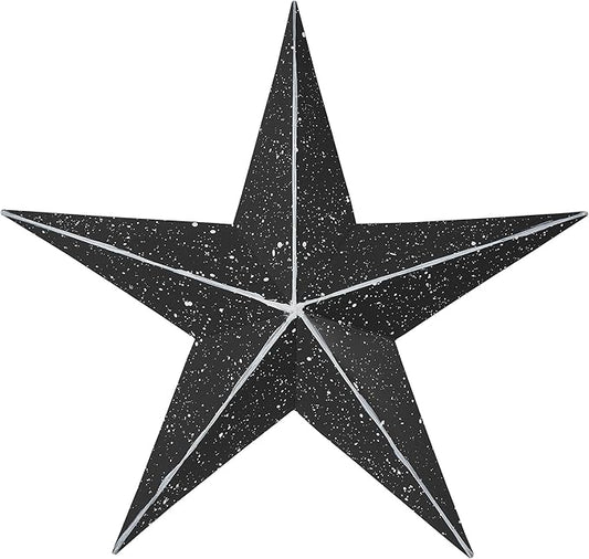 VHC Brands Patriotic Faceted Metal Star Wall Hanging, 12x12, Distressed Appearance, Charcoal Black, Independence Day Decor