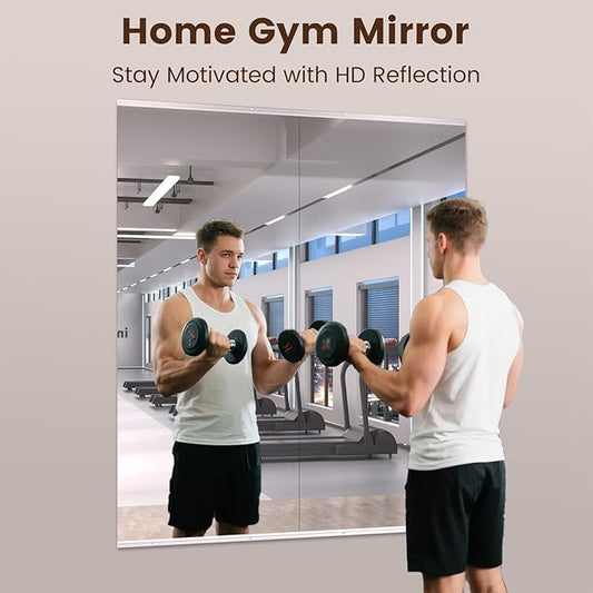 LOAAO Home Gym Mirror, 56"x24"-2 PCS Gym Mirrors for Wall, Frameless, Tempered Glass, Large Workout Mirrors for Home Gym, Dance Studio, Yoga Room, Garage Gym