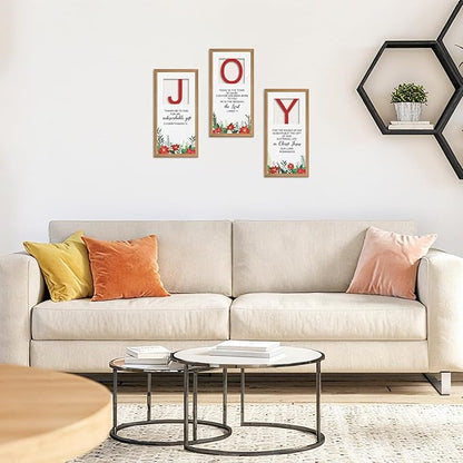 IARTTOP 3Pcs Christmas Christian Wall Art Set Religious Bible Verse Wall Decor Christian Jesus Artwork Scripture Quotes Art Prints for Church Prayer Bedroom Christmas Decor 8x16 Inch