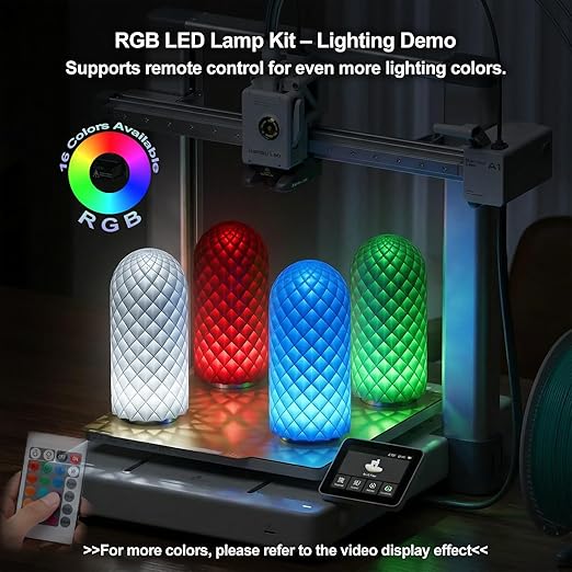 5PCS Remote Control RGB LED Lamp Kit 001 for Bambu Lab Multicolor RGB Includes Button Battery Makerworld 3D Printed DIY Hardware Model Spare Parts 5V USB Powered