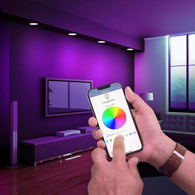 Feit Electric 4" Smart WiFi Recessed Downlight with J-Box, Color Changing RGBW + Tunable White, Compatible with Alexa, Google Assistant & Siri, Dimmable LED Ceiling Light,LEDR4XT/RGBW/CA/AG