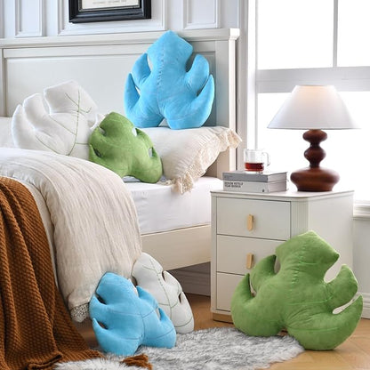 Leaf Pillow, Cute Decorative Throw Plant Pillow Aesthetic Decor Nature Pillow for Bed Couch, Leaves Shaped Pillow Perfect for Bedroom Living Room (Blue, 19.6 Inches)