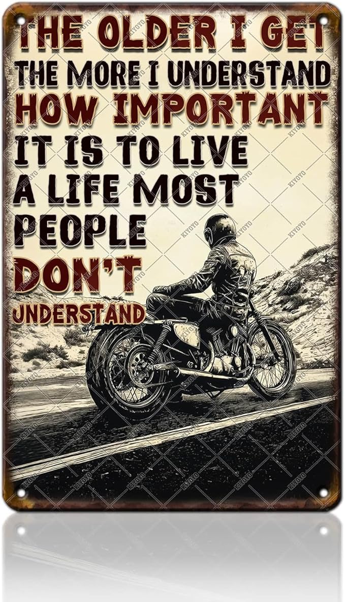 Biker Metal Sign Vintage Motorcycle Art Wall Decor Motorcycle Inspiration Tin Poster Home Garage Office Gas Station Classic Man Cave Bedroom Decor 12x16 Inch
