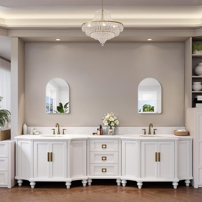 FORBATH Arched Bathroom Mirror 16x24 Inch, Silver Bathroom Mirror Wall Mounted Modern Aluminum Alloy Frame Arch Mirror for Bedroom Living Room Entryway, Hanging or Leaning Against Wall
