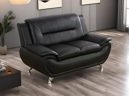 Leather Couches for Living Room, Living Room Couch Set, Sofa for Bedroom, Apartment, Living Room Furniture Sets (b-Leather Black, Loveseat)