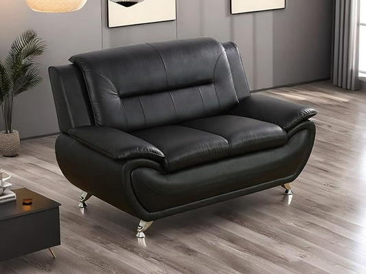Leather Couches for Living Room, Living Room Couch Set, Sofa for Bedroom, Apartment, Living Room Furniture Sets (b-Leather Black, Loveseat)