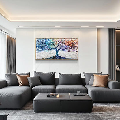 ERQINHUA Large Canvas Wall Art For Living Room Wood Framed Wall Decor For Bedroom Modern Office Decorations Colorful Wall Painting Tree Abstract Pictures Canvas Prints Artwork Home Decor 20x40 In