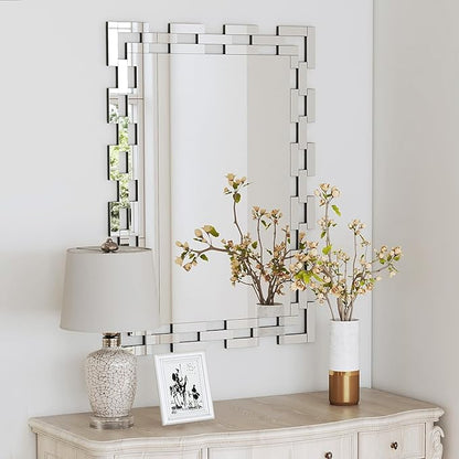 Chende Wall Mirror for Living Room Decor, 36''X24'' Large Decorative Mirror with Glass Frame, Elegant Accent Mirror for Entryway, Bathroom, Dining Room