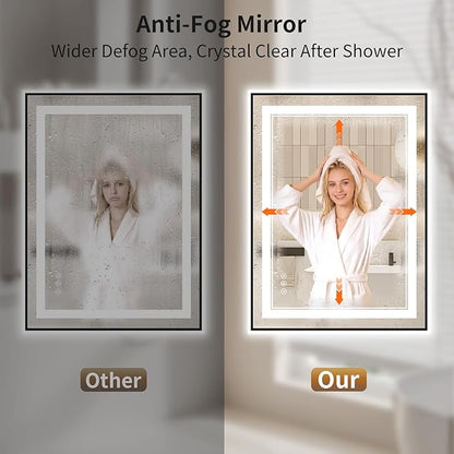 22"x30" LED Bathroom Mirror with Lights, Front & Backlit, Anti-Fog, Dimmable, 3 Color Temperature, CRI 90+, LED Mirror for Bathroom with Premium Full Aluminum Frame, Touch Control with Memory