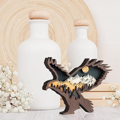 Laozai Wooden Forest Animals Eagle Decor Cabin Rustic Mountain Decor Wall Decorations for Bedroom Living Room Table Decorative